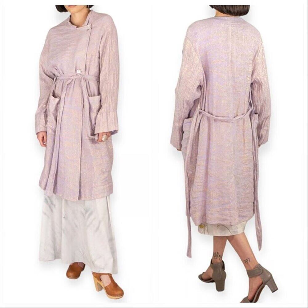 NWT Raquel Allegra Trench Coat in Lilac Metallic, Size XS (0)